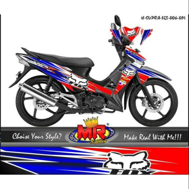 Decal Dekal Supra X 125 Fi Fox Merah Biru Stiker Sticker Striping 02 Spec A Shopee Indonesia