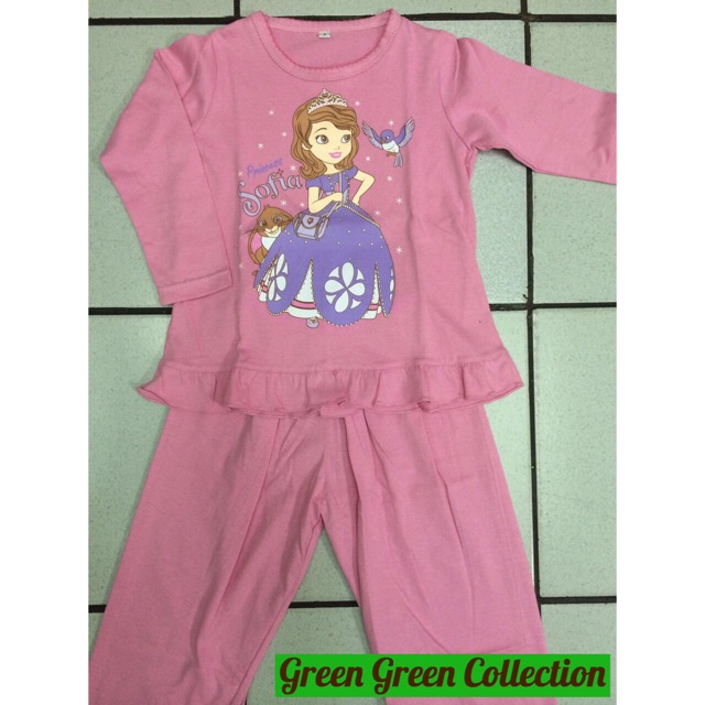 Piyama/setelan kaos anak Sofia The First long