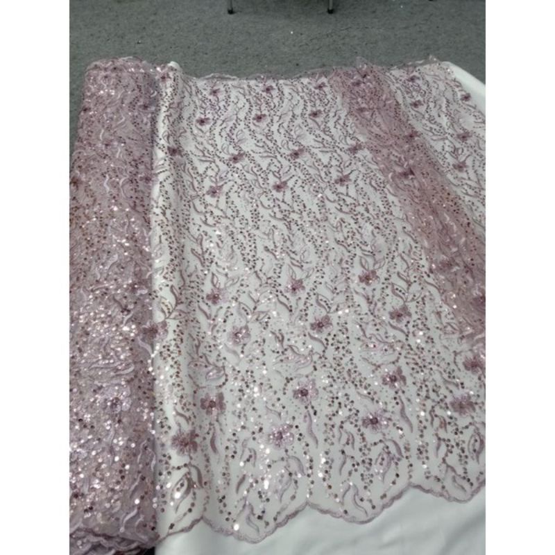 Bahan Kain Tile  Bordir Payet Squin Lace will