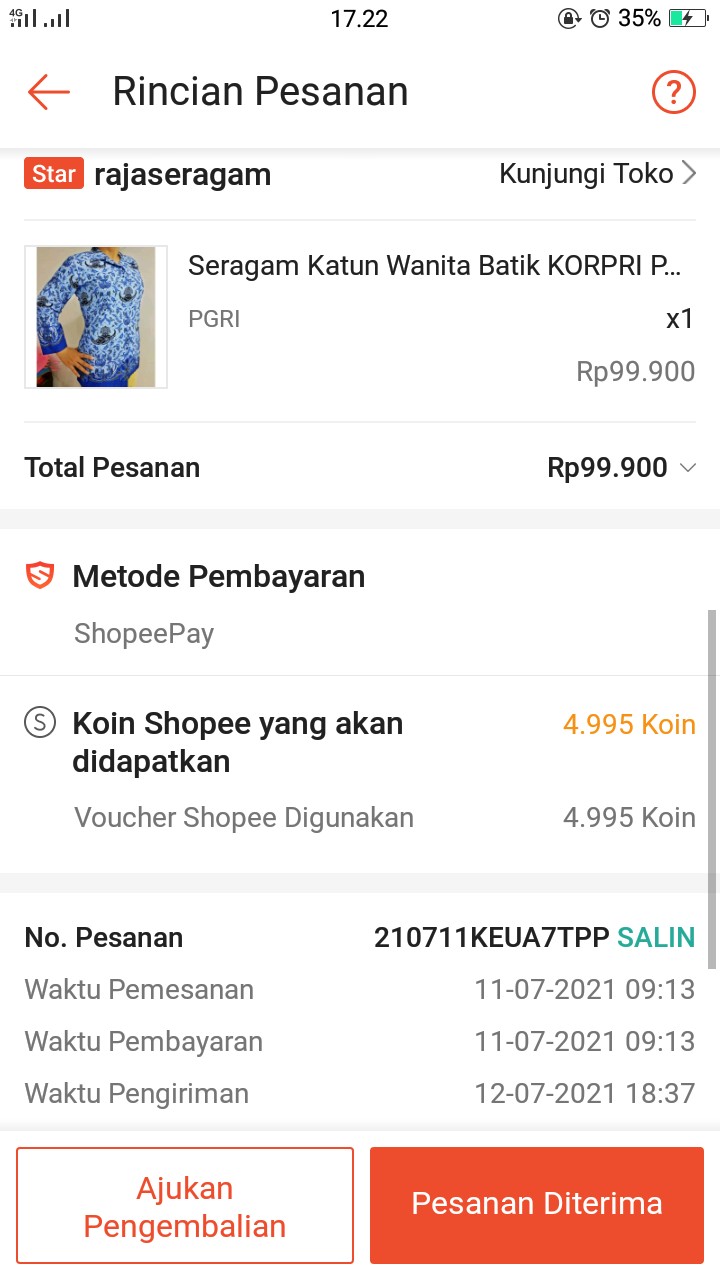 Seragam Katun Wanita Batik Korpri Pgri Kopri Dinas Pns Panjang