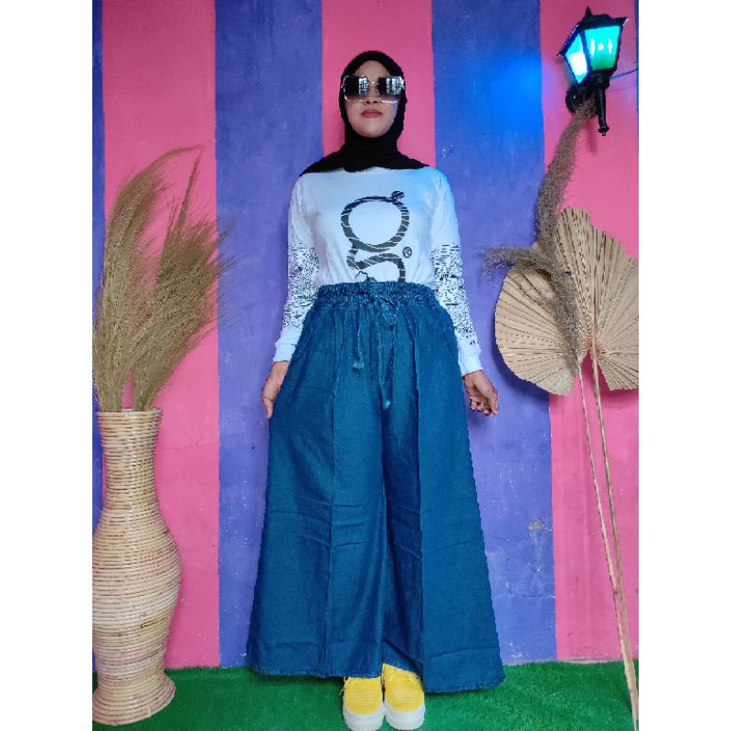 Celana Kulot Jeans Polos/Kulot Basic Jeans XL dan Jumbo XXXL/Kulot Lepis Mayung Jumbo