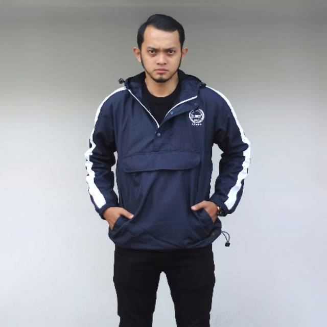 Jaket cagoule navy hand list putih / jaket premium / jaket pria / cagoule style / premium jaket
