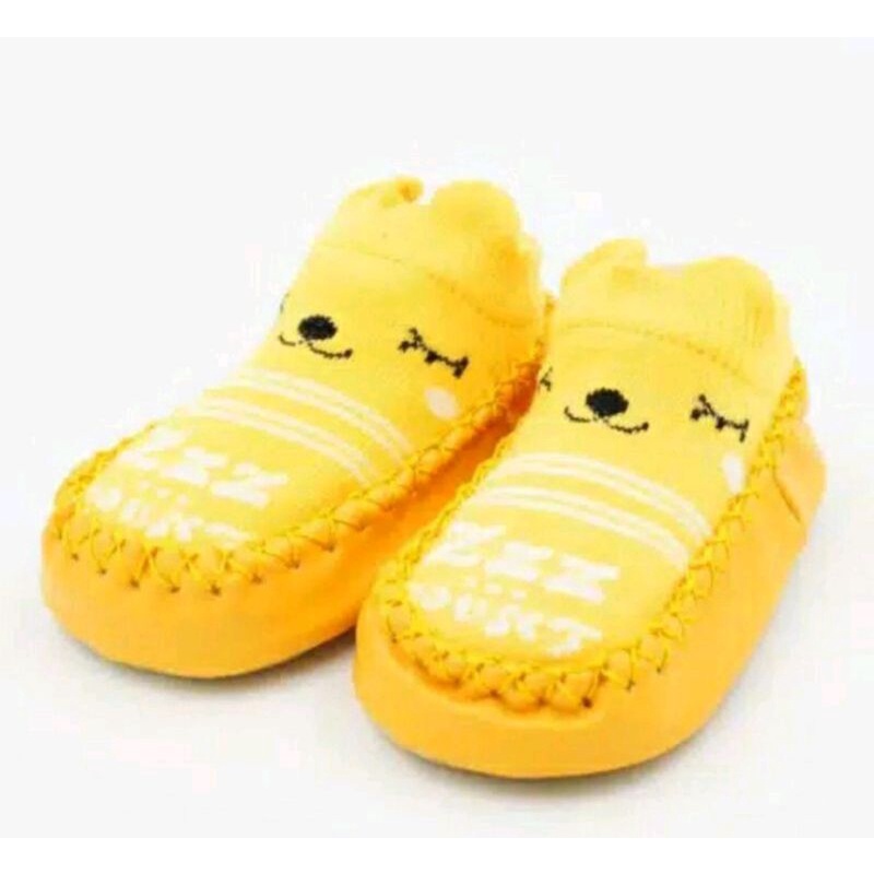 Sepatu anak bayi - baby prewalker shoes socks anti slip kaos kaki-Kuning