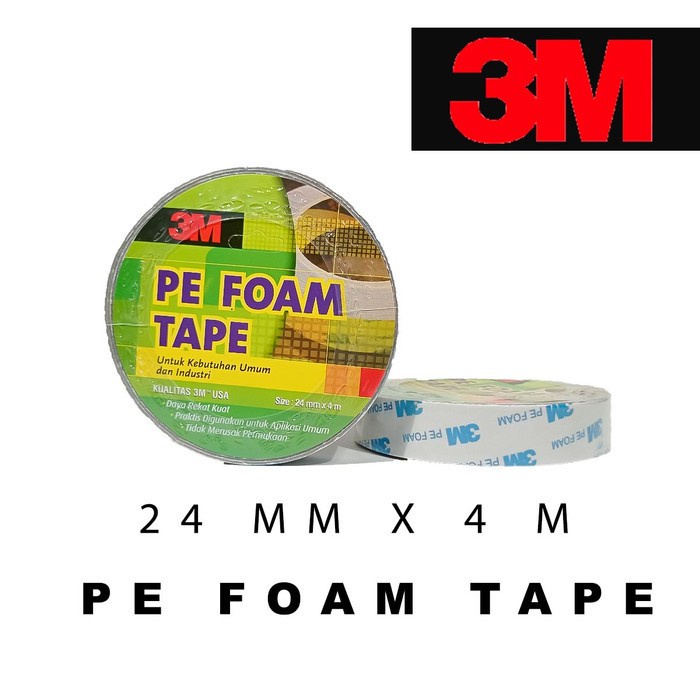 

Lucu Double Tape 3M Pe Foam Original 24Mm X 4 M Meter Isolasi Bolak Balik Hemat