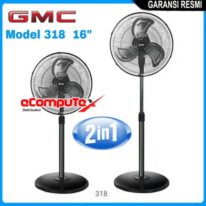 KIPAS ANGIN BERDIRI GMC 318 STAND FAN 2 IN 1 16 INCH BALING BESI GARANSI RESMI