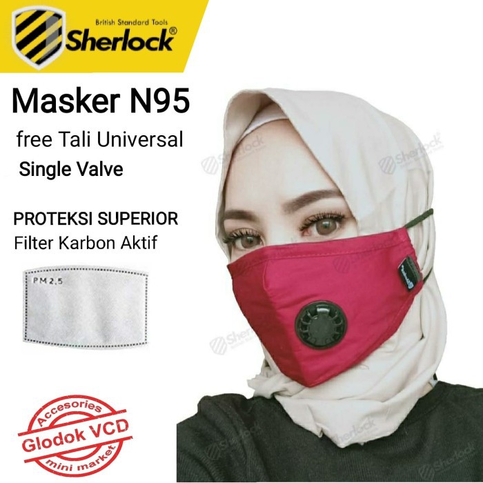 Masker N95  Carbon Filter Sherlock Respirator Single Valve 