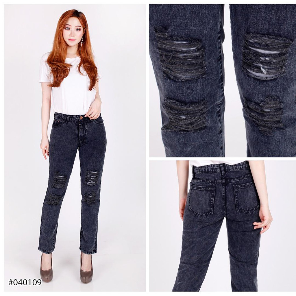  Celana  BoyFriend  Wanita Celana  Jeans  Wanita Non Stretch 