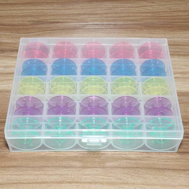 25 pcs Spul Bobbins Plastik Warna Mesin Jahit Portable