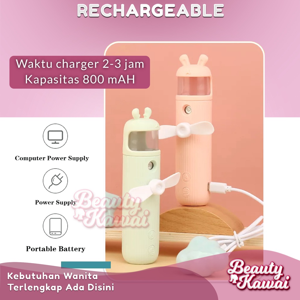 Alat Facial Wajah 2in1 800 mAh Nano Spray USB Charger Portable