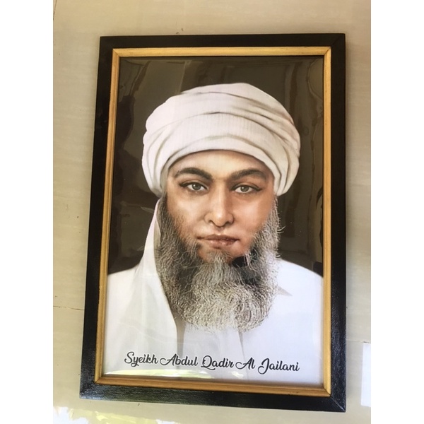 Hiasan Dinding Cetak Gambar Poster Syekh Abdul Qadir Jailani Plus Bingkai uk:45*65