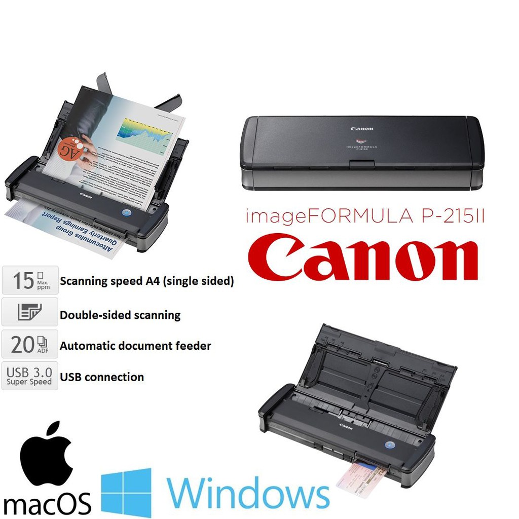 SCANNER PORTABLE CANON P-215 II IMAGEFORMULA A4 GARANSI ...