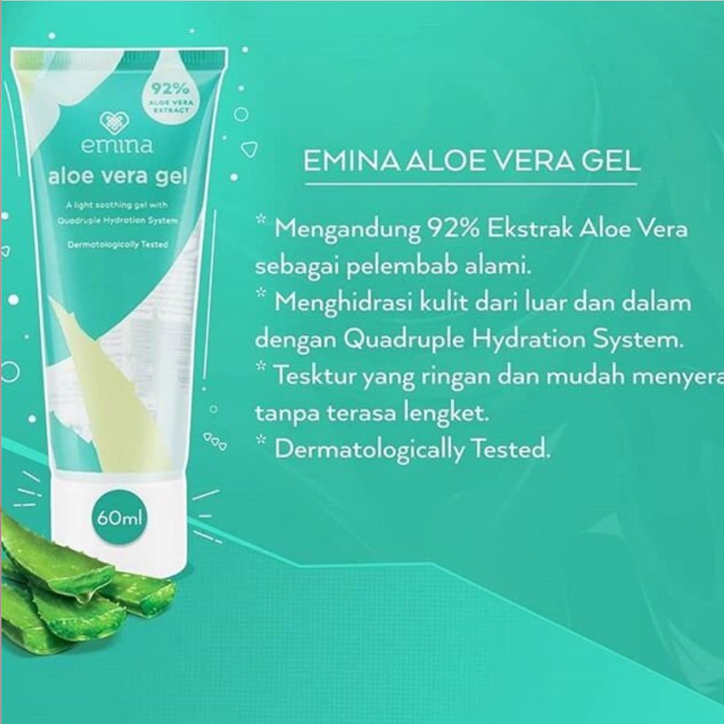 ⭐️ Beauty Expert ⭐️ Emina Aloe Vera Gel 60ml | Multifunction Gel | Pelembab Wajab