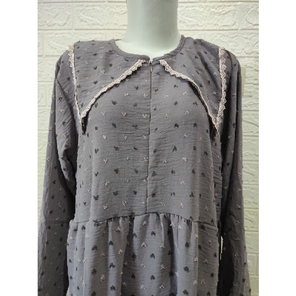 Midi Dress Rayon Crinkle Busui Bumil Friendly Size LD 105-110cm PJ 125-130cm Midi Kringkel Two Tone 