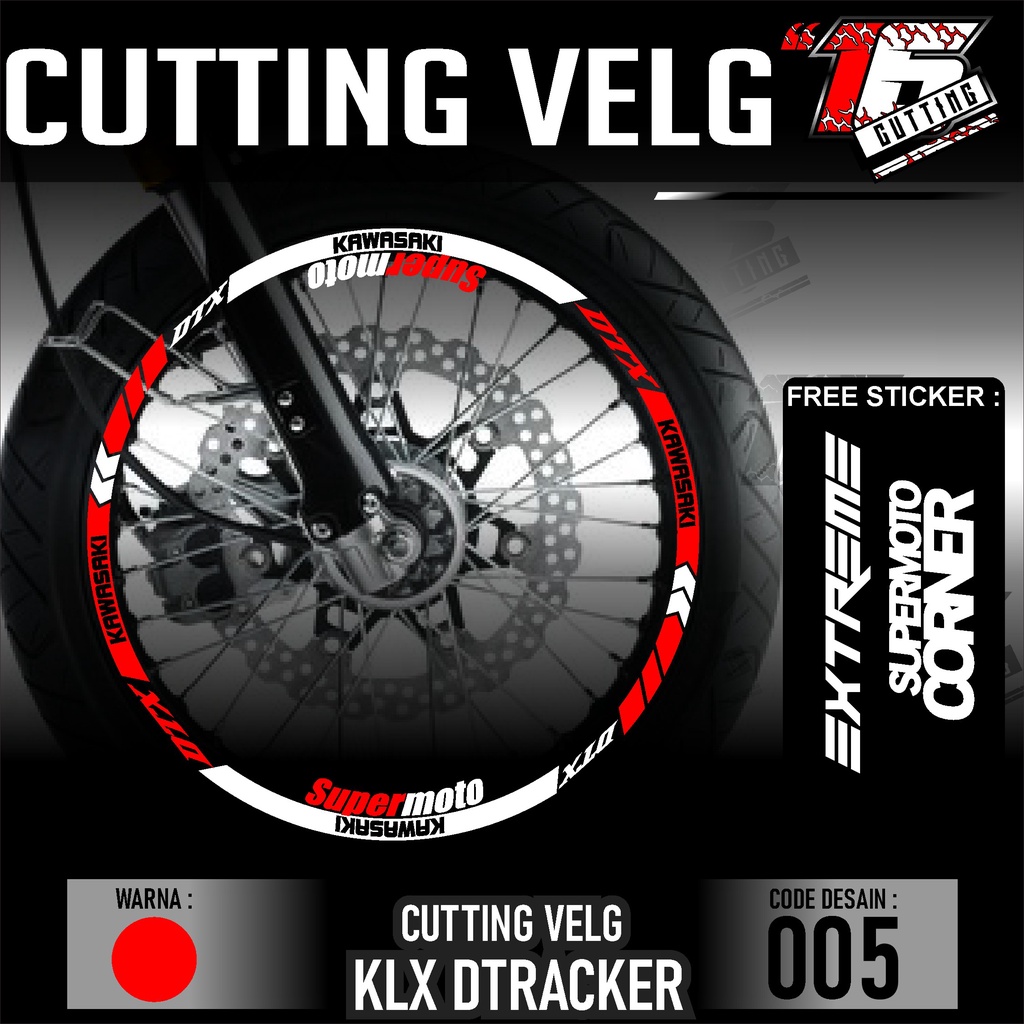 Stiker velg KLX DTRACKER list velkg desain supermoto KLX DTRACKER stiker velg motor KLX DTRACKER cod