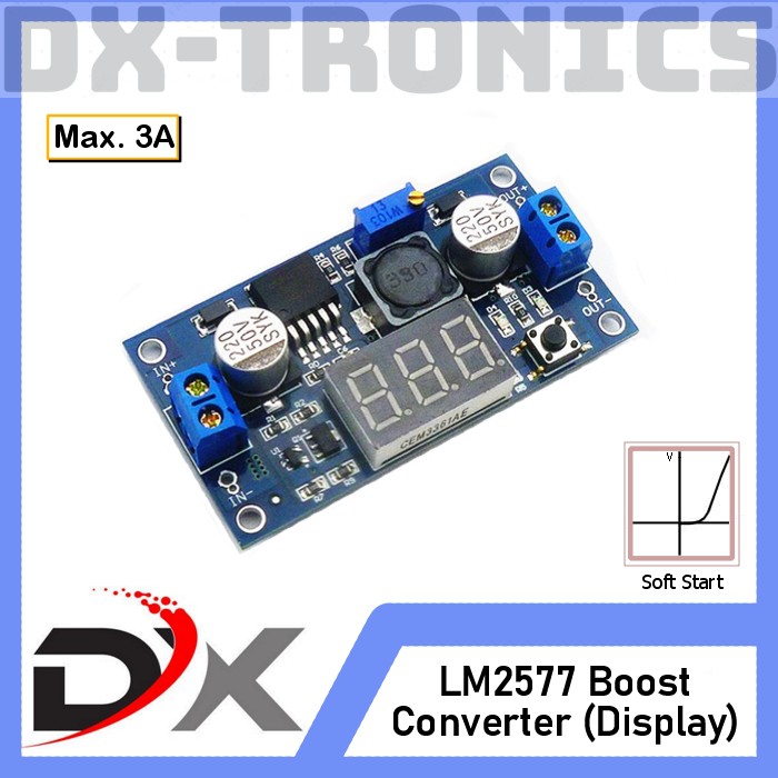 LM2577 Step-up Boost Converter Module + Voltmeter Display