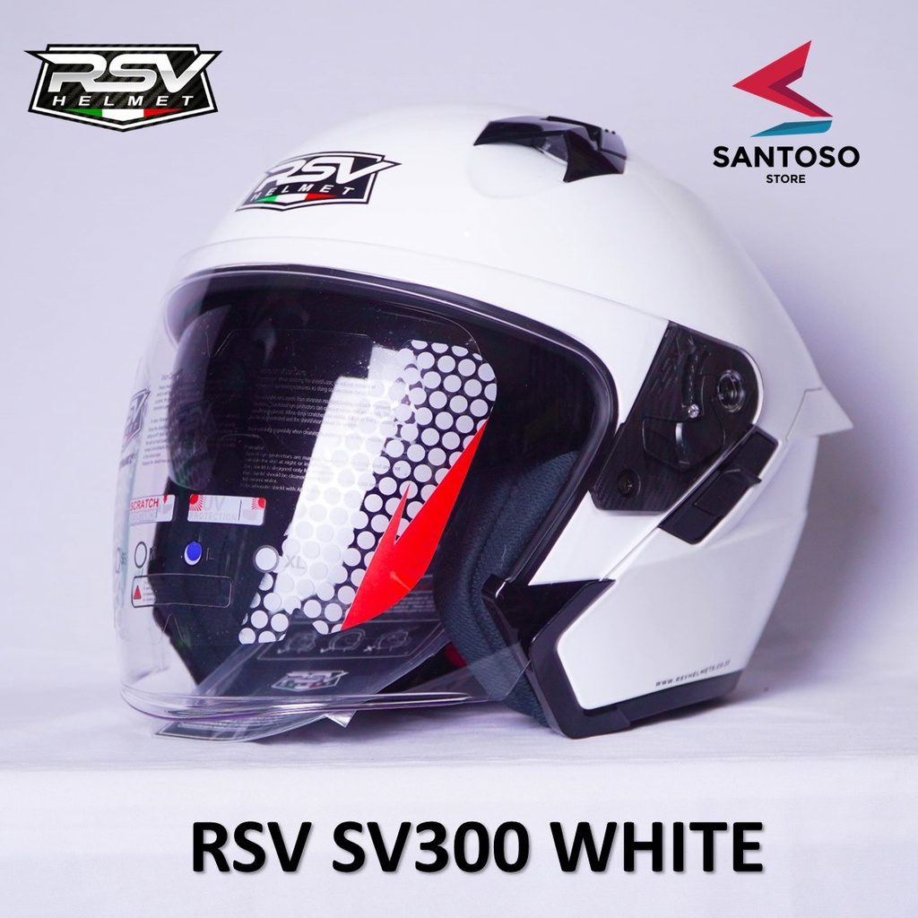 Helm Half Face Dewasa RSV Helmet SV300 Double Visor Putih White SNI DOT