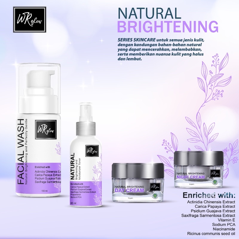 wr glow skincare natural brightening perawatan wajah cerah semua jenis kulit