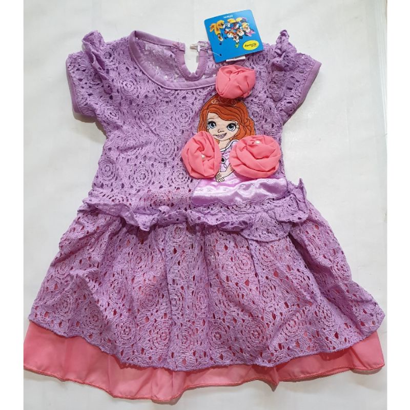 Dress Brokat Bayi Anak Perempuan Cewe 12 Bln Princess Sofia