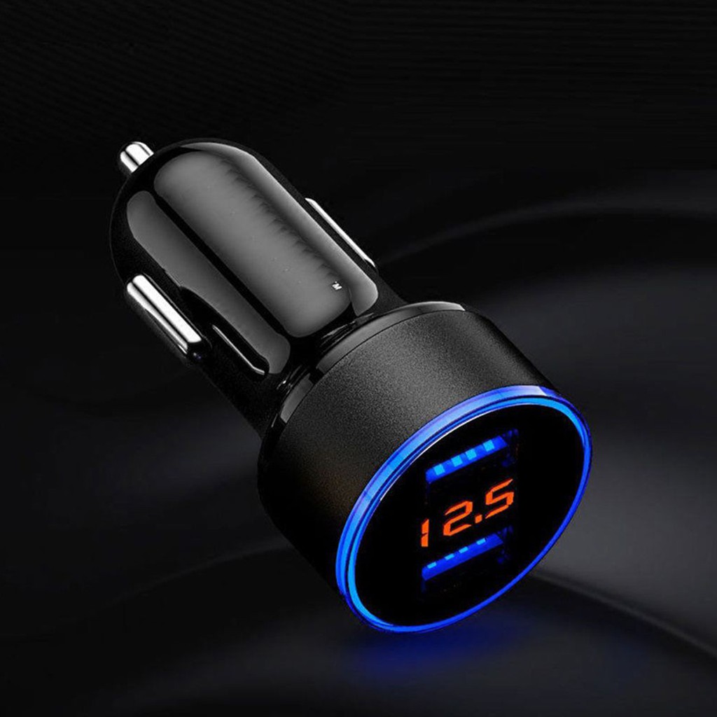 [✅COD] Car Charger Mobil Led Fast Charging Volt Meter 3 In 1 Kepala Charger Aksesoris Hp Motor Mobil