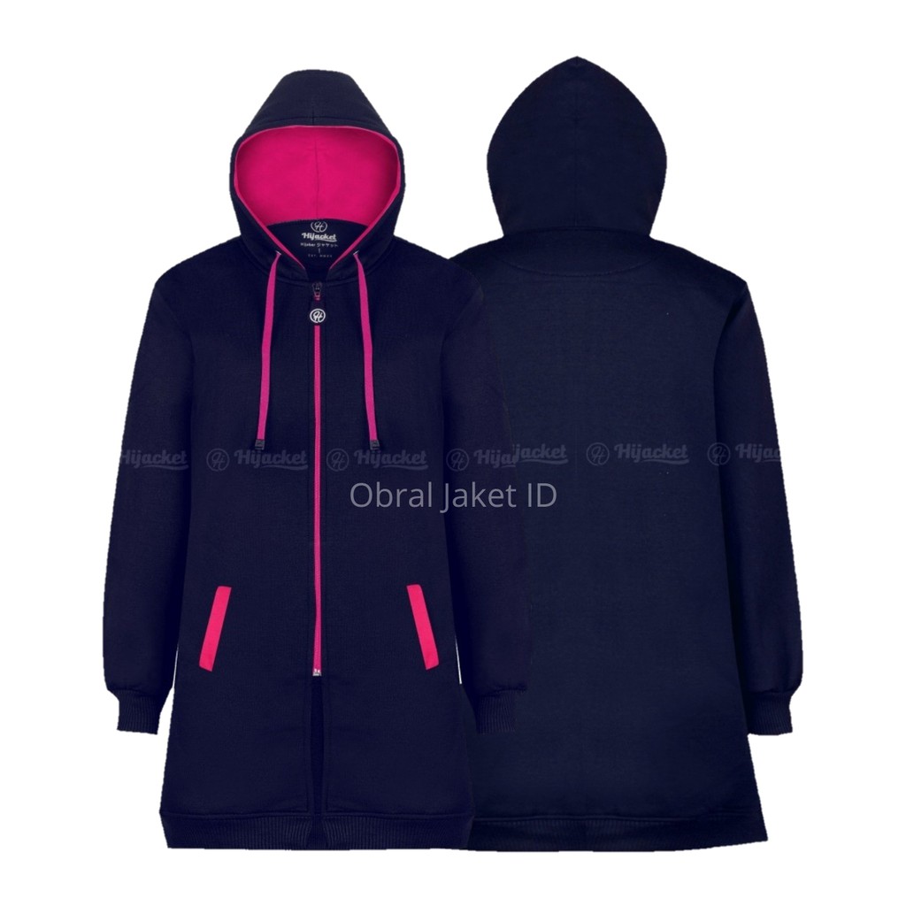 Hijacket Basic Navy Original Bandung | Hoodie Wanita Murah Size L XL XXL Garansi 100%-NAVY x PINK