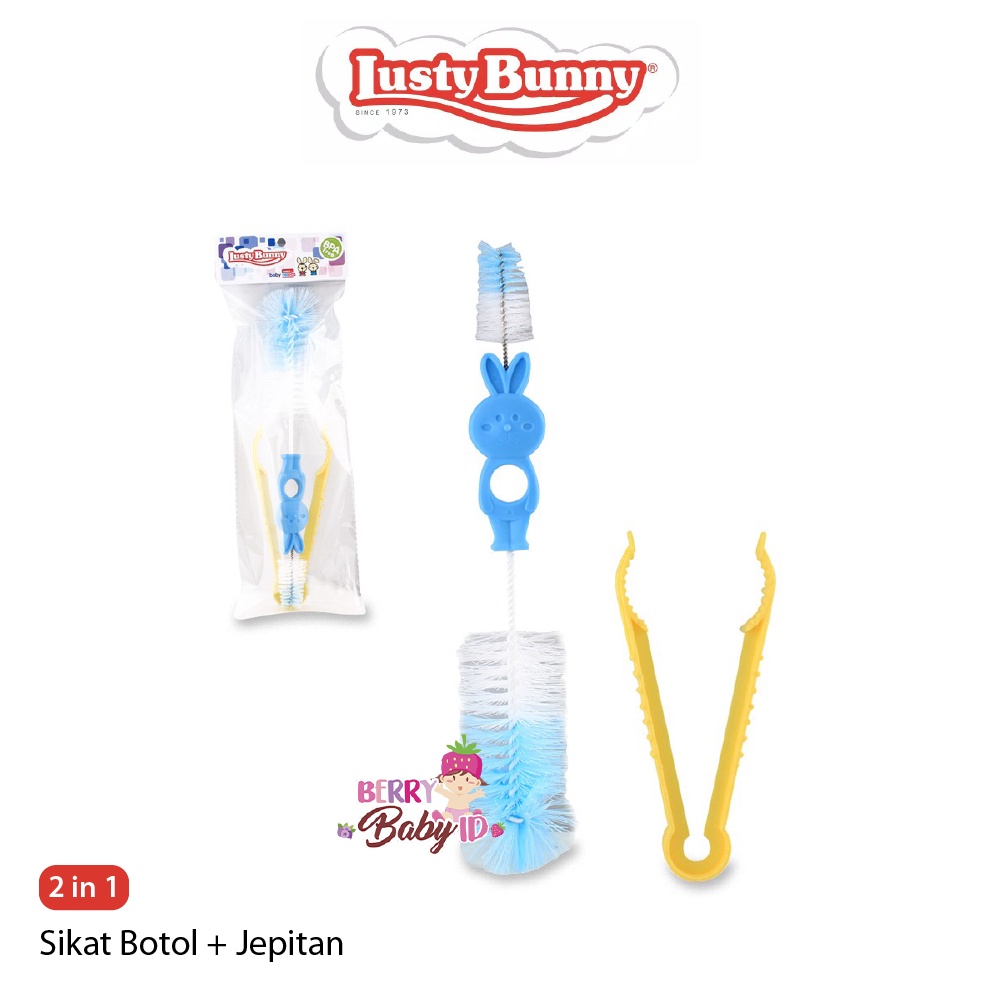 Lusty Bunny 2In1 Sikat Botol Dot + Jepitan Bottle Nipple Brush SK-1002 Berry Mart