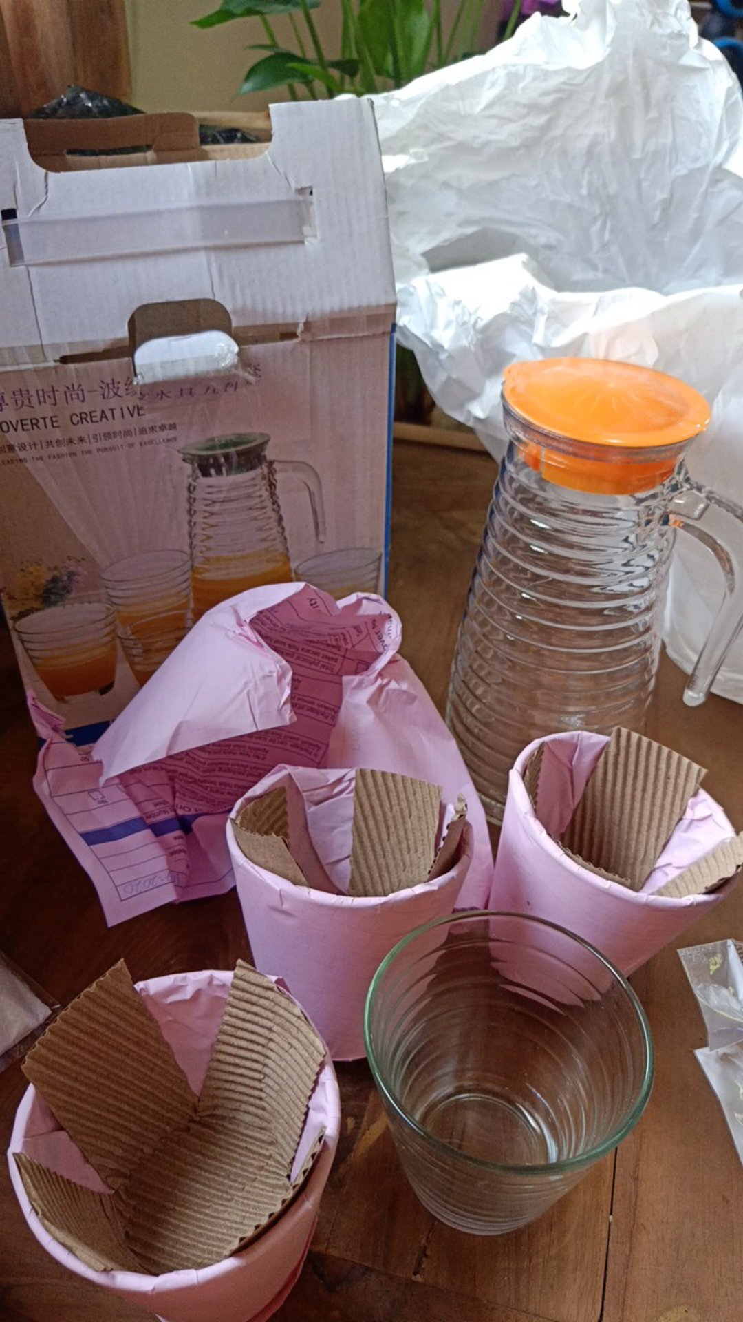 Teko Set Kaca Polos Gelas Kaca Gelas Minum 2 Gelas Beling