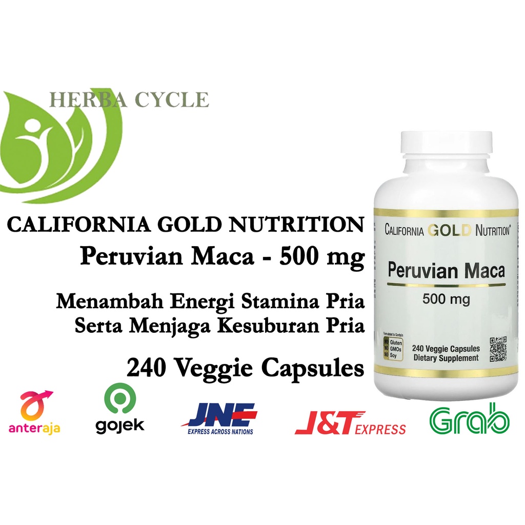 CGN Peruvian Maca 500 mg 240 Veggie Caps Vit Maca Tambah Energi Stamina Pria Serta Bantu Jaga Kesuburan Fertilitas Pria ORI USA