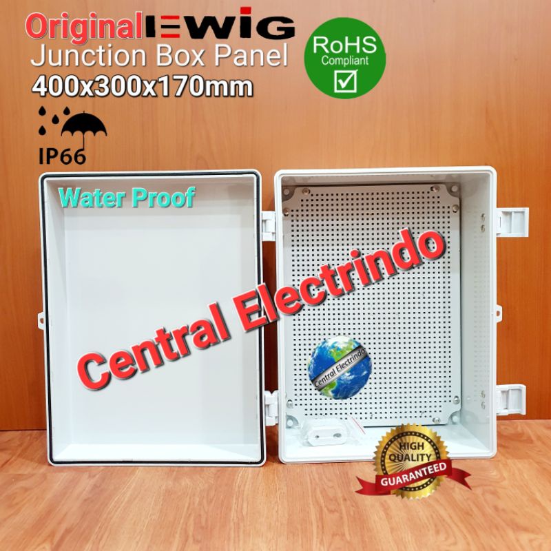 Junction Box Panel KG 400×300×170mm Plastik ABS EWIG With Base Plate.