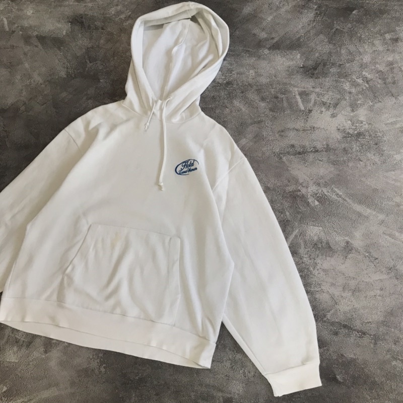 Zara pullover hoodie / sweater pria wanita white with print oversized casual fashion