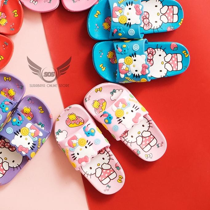 ➹ Sandal HELLO KITTY/ Sandal Anak Selop Karet Import/ Sendal Slop Jelly Anak Perempuan Karakter Lucu