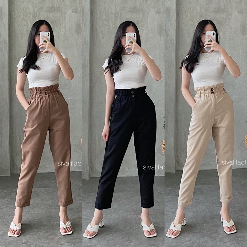 Yuta Pants - CELANA LINEN HIGWAIST BAHAN RAMI LINEN 2235 - LINEN PANT | CELANA KANTOR WANITA