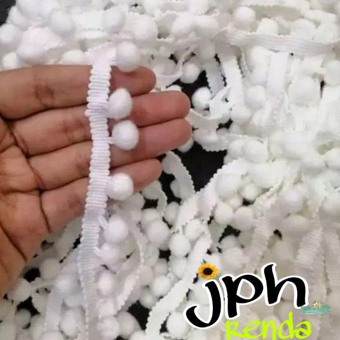 

renda pompom, renda baso isi perroll 20yard atau 18mtr