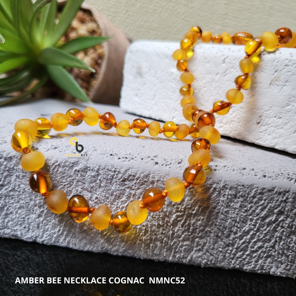 Kalung Amber Pereda Nyeri Tumbuh Gigi Anak Premium Mix Cognac NMNC52 By Amber Bee