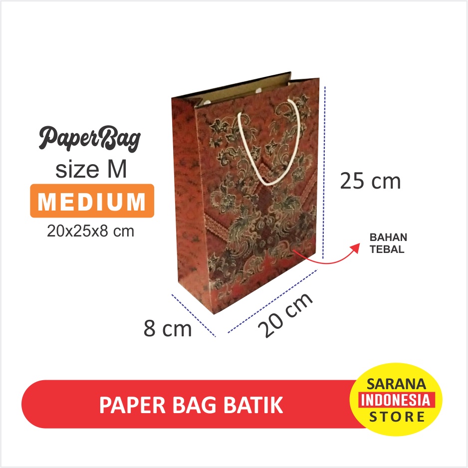 

Paper bag motif batik Tas Kertas Goodie Bag ukuran buku / M medium