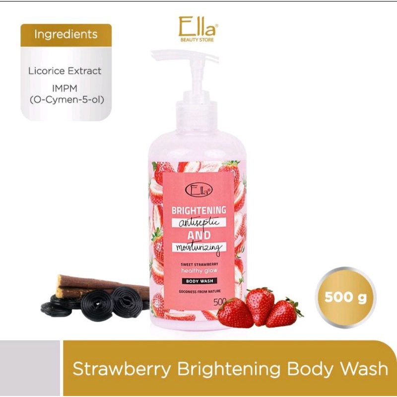 ELLA SKINCARE STRAWBERRY BRIGHTENIBG BODY WASH | sabun mandi yg mencerahkan