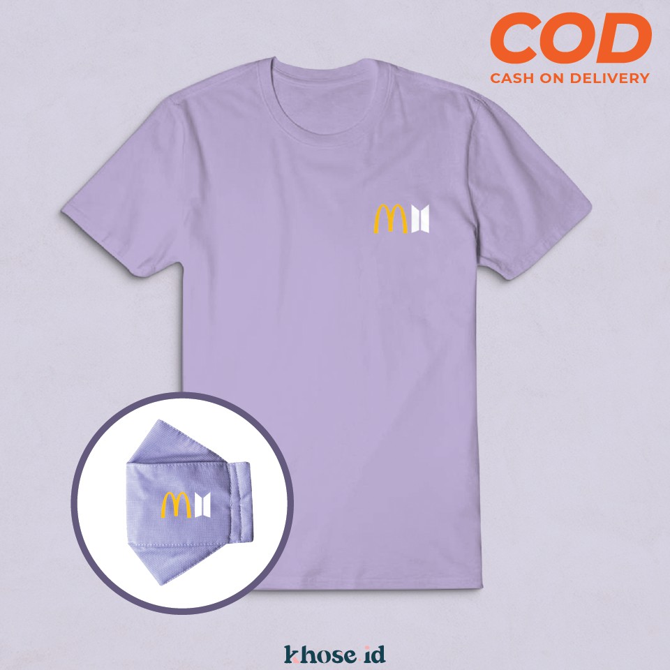 KHOSE KAOS UNISEX MCD X BTS SABLON DIGITAL WARNA LILAC KODE MC-01 / BT21 TINYTAN ARMY