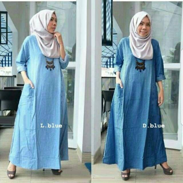 Baju Maxi - Maxy dress - Dress muslim - Baju muslim wanita - Maxi denim - Baju muslim Maxi murah