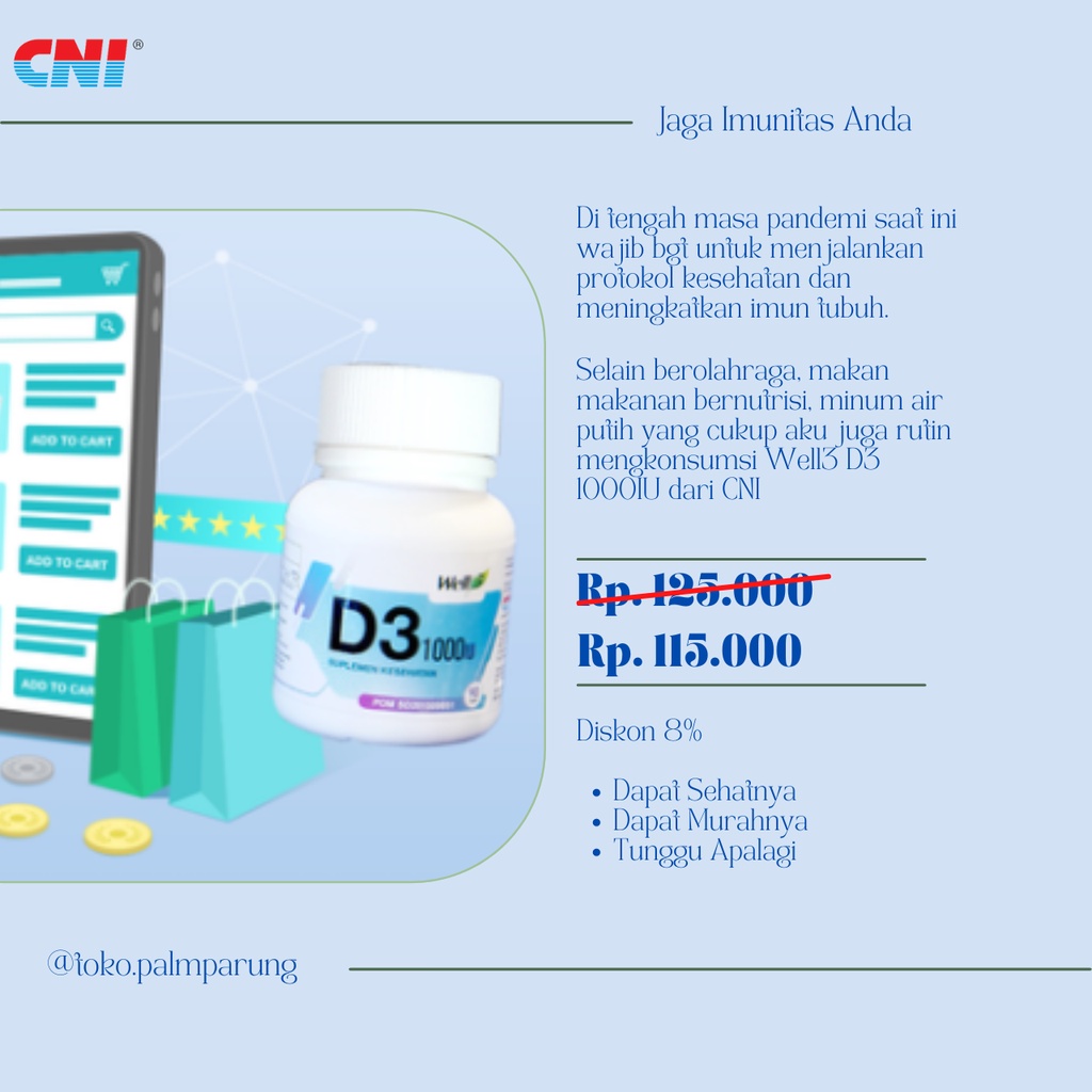 CNI WELL3 D3 1000IU Vitamin D Solusi Meningkatkan Imunitas Tubuh Anda