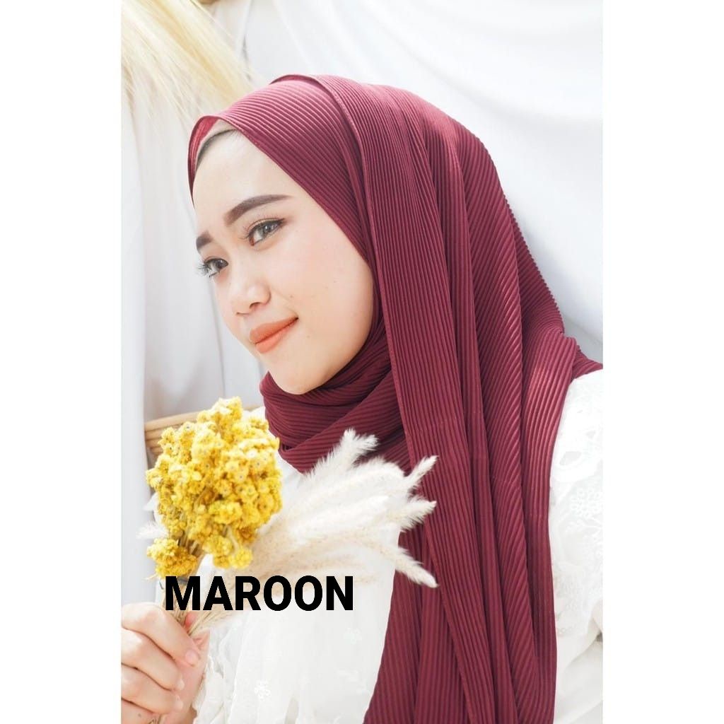 PASMINA ZIPER RESLETING DIAMOND ITALLIANO //  PASHMINA PLISKET ZIPER-Maroon