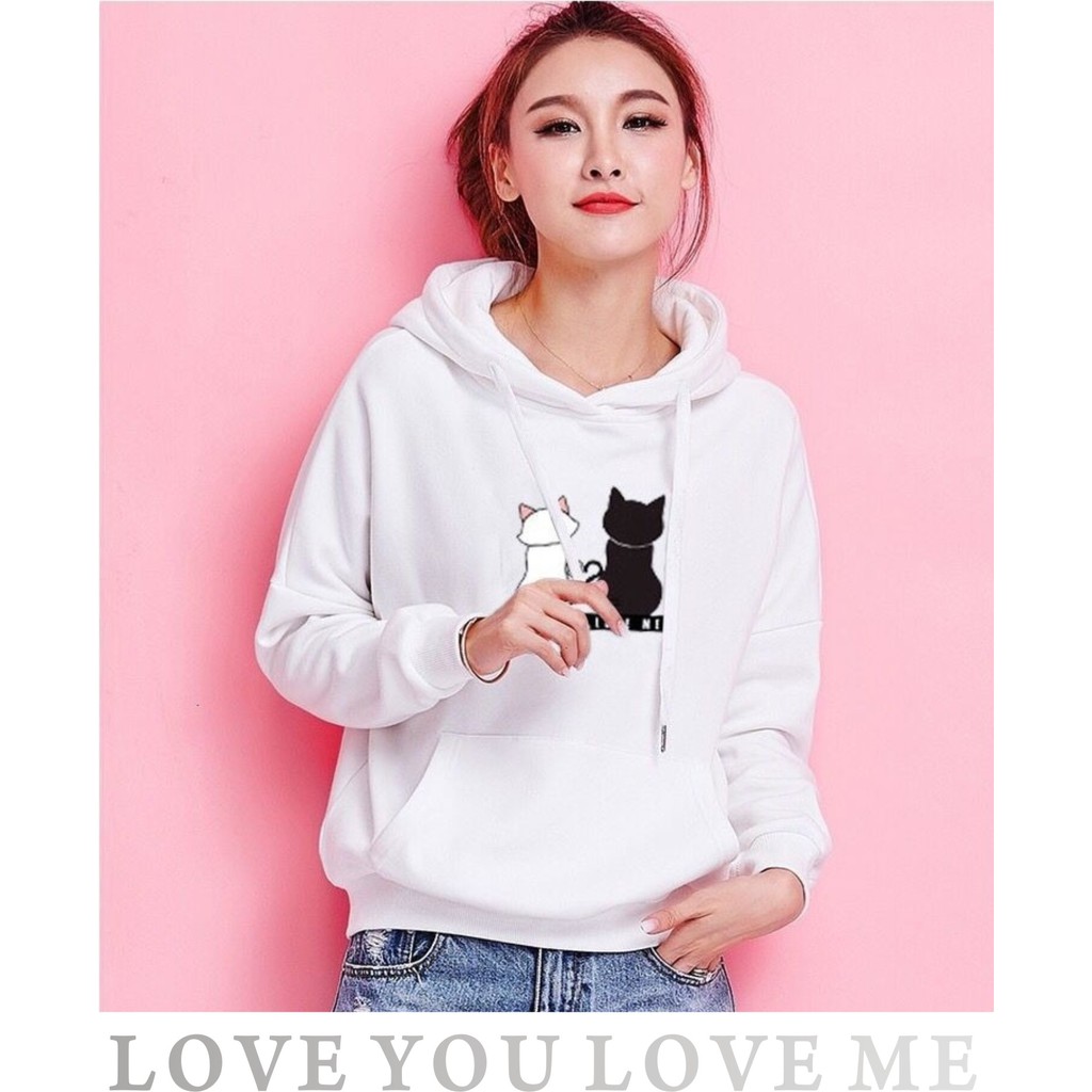 FenishaStore Sweater Hoodie Wanita Kekinian Love You Love Me Bisa Bayar Ditempat-COD