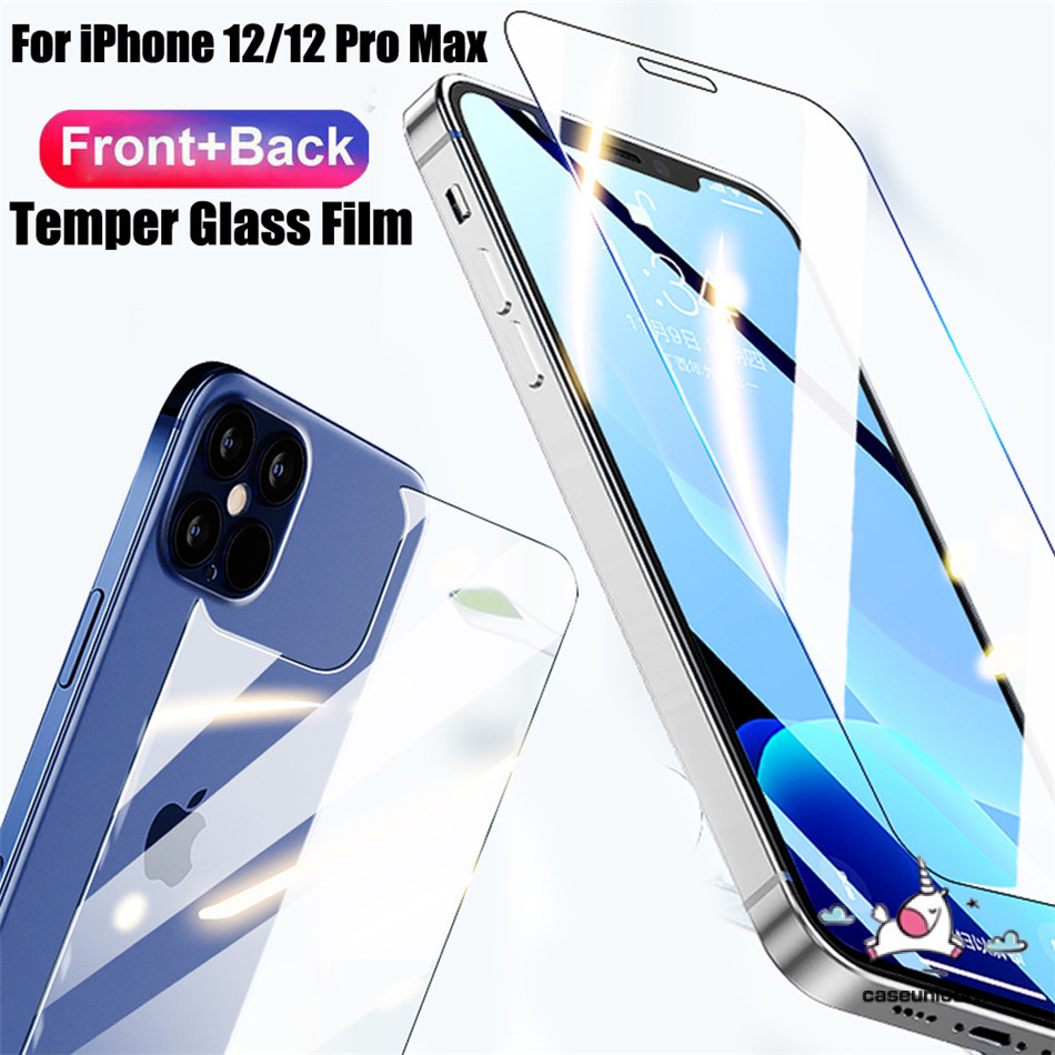 IPHONE Depan+belakang Full Cover Pelindung Tempered Glass Untuk Iphone14 13 12 12Pro 11 Pro MAX 8plus 7plus 6 6s Plus 7 8 SE XR X XS MAX 12 Mini Bening Pelindung Layar Kaca Film