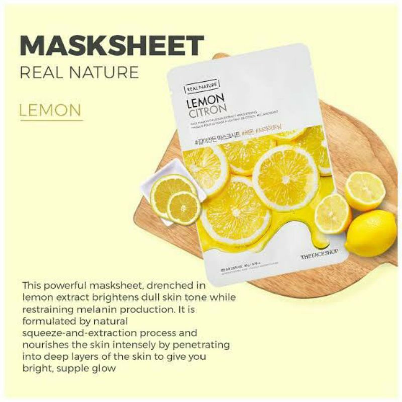 THE FACE SHOP REAL NATURE FACE MASK 20 G POMEGRANATE LEMON CITRON GREEN TEA