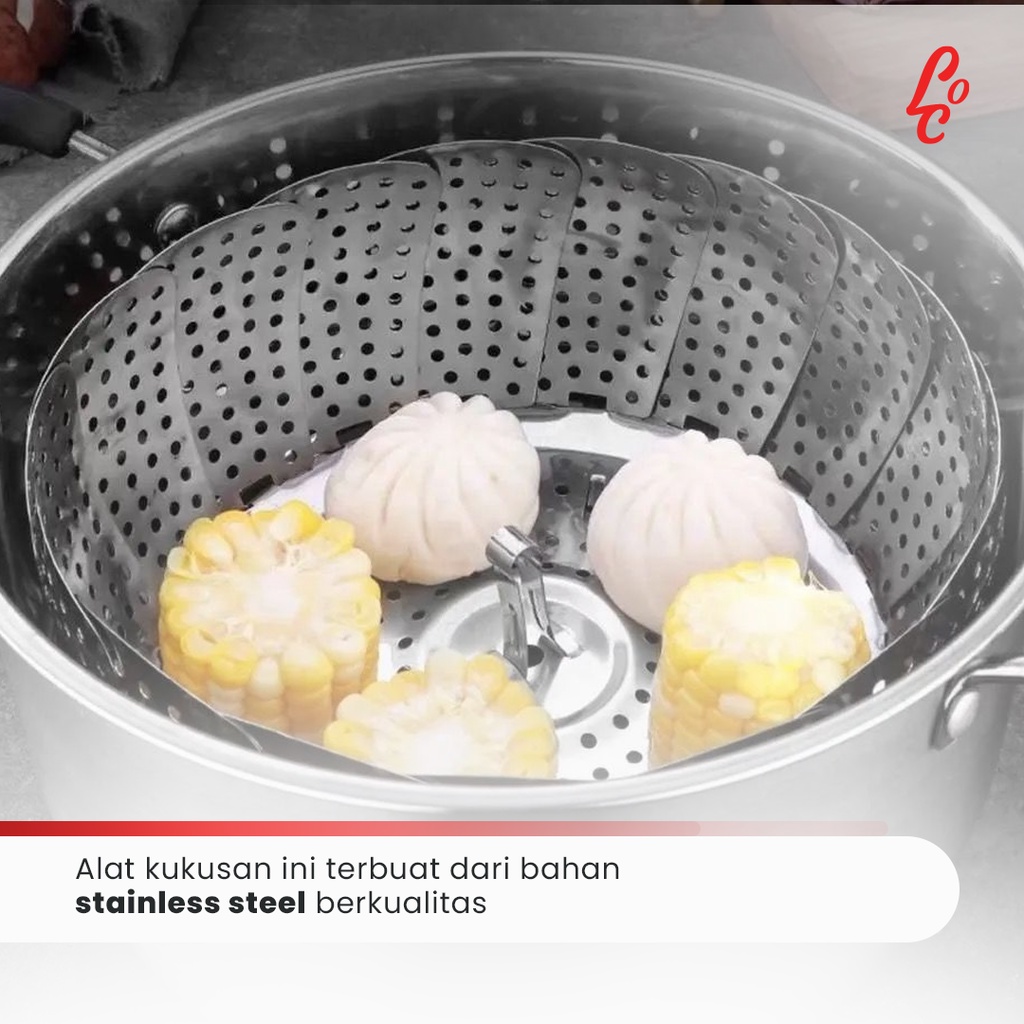 Alat Kukus Steamer Dimsum Kukusan Lipat Stainless Panci Wajan Kukus Multifungsi Vegetable Steamer