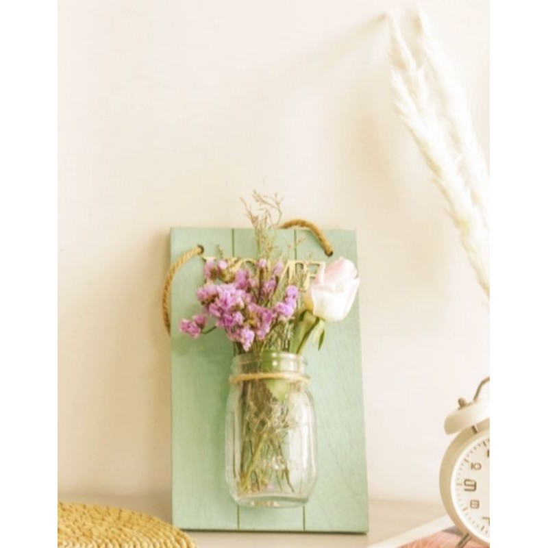 vas kaca bunga pot dinding tempel gantung