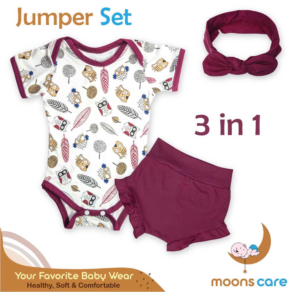 SML Set Premium Jumper Pendek 3in1 Moons Jumper Set Moons Jumper Pendek + Celana + bandana