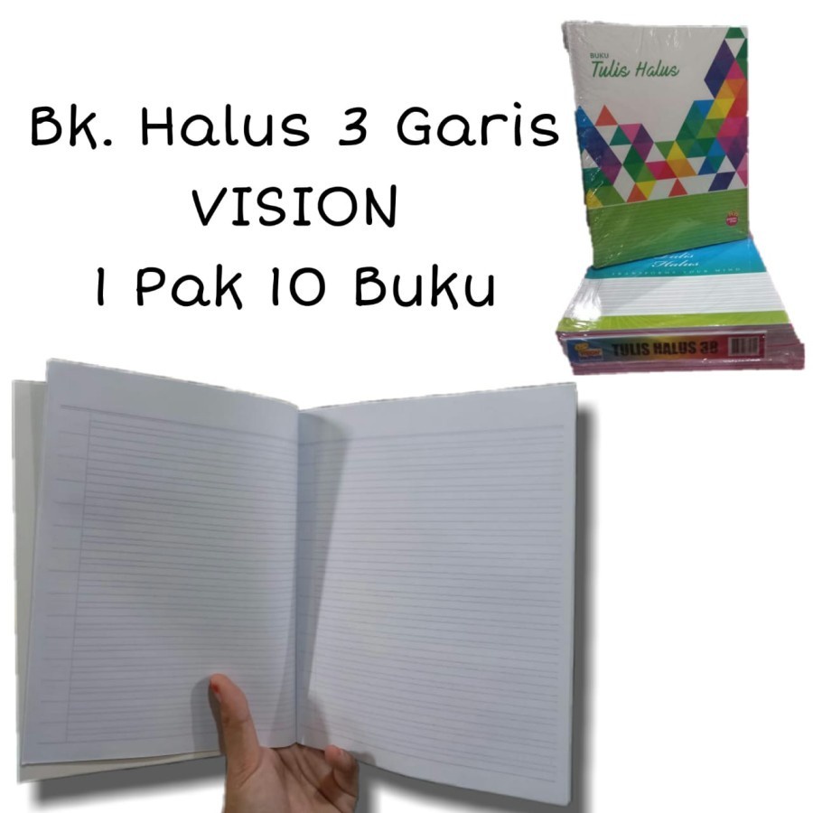 

Buku 3 Garis Halus Merk Vision 38 Lembar Buku Tulis Sambung SD kelas 1 go to school