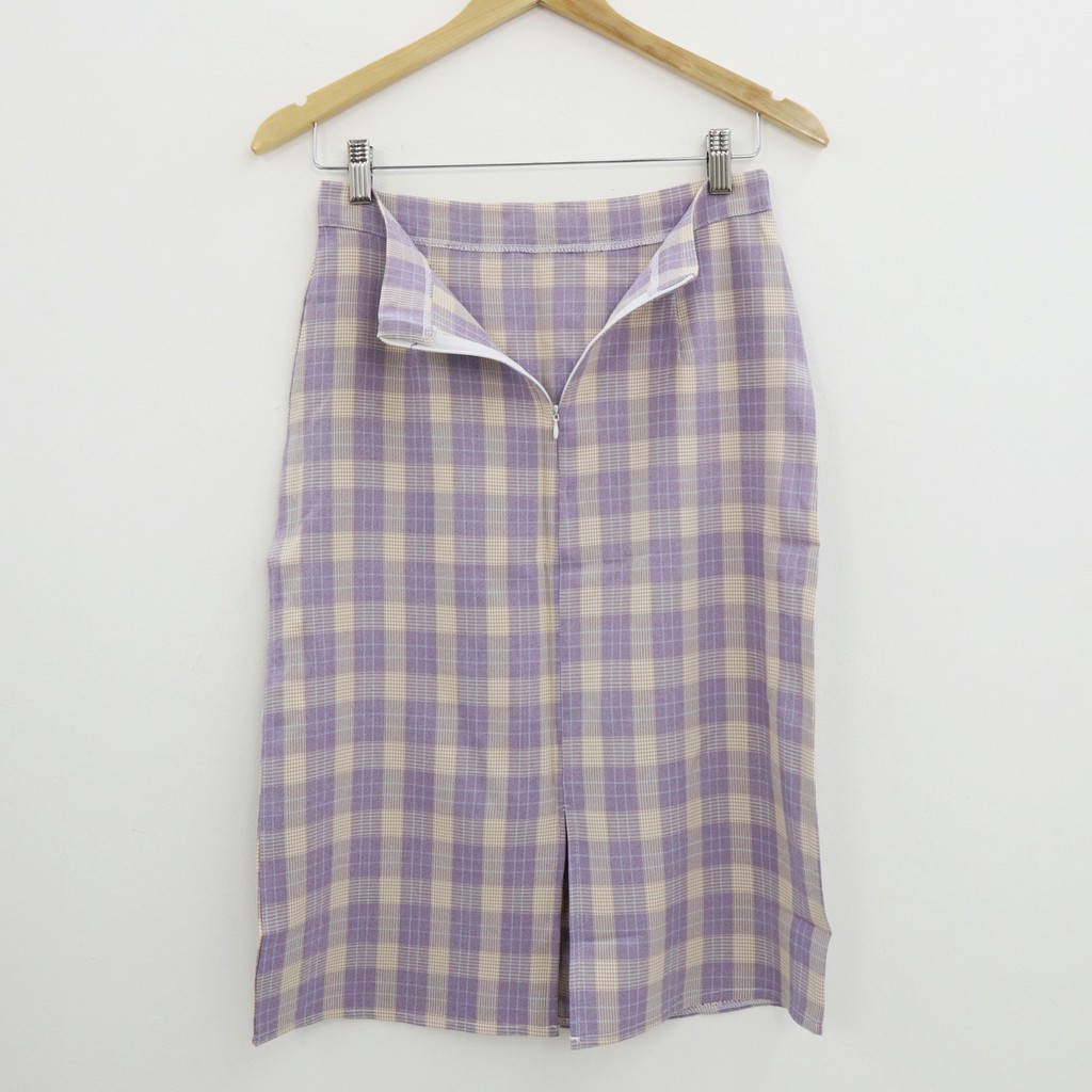 Sunee long plaid rok skirt -Thejanclothes