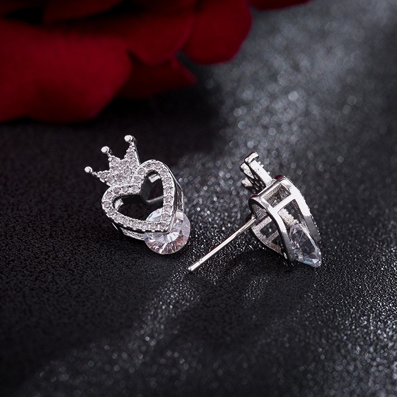 Anting Silver Perak S925 Wanita Fashion Murah AAS003 motif mahkota hati