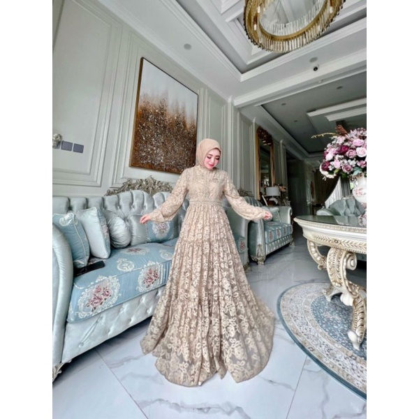 (BISA COD) 100% ORI GAMIS FULL BROKAT BY SHELLASAUKIA