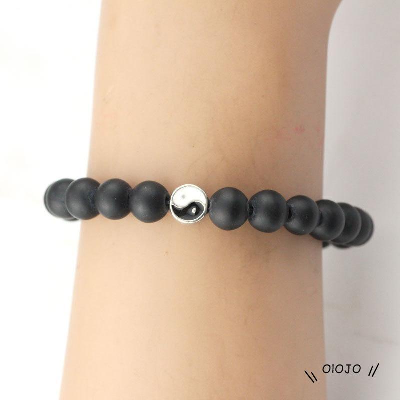 【COD】Gelang Manik-Manik Yin Yang Tai Chi Warna Putih Turquoise Untuk Pria